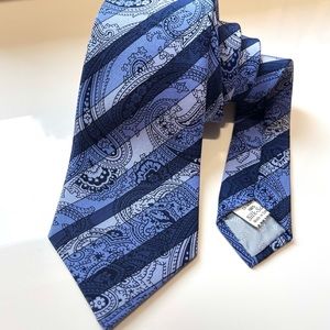 Pierre Balmain Designer Men’s Blue Paisley 100% Silk Tie